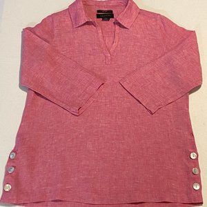 Tahari V-Neck Tunic 100% Linen Small